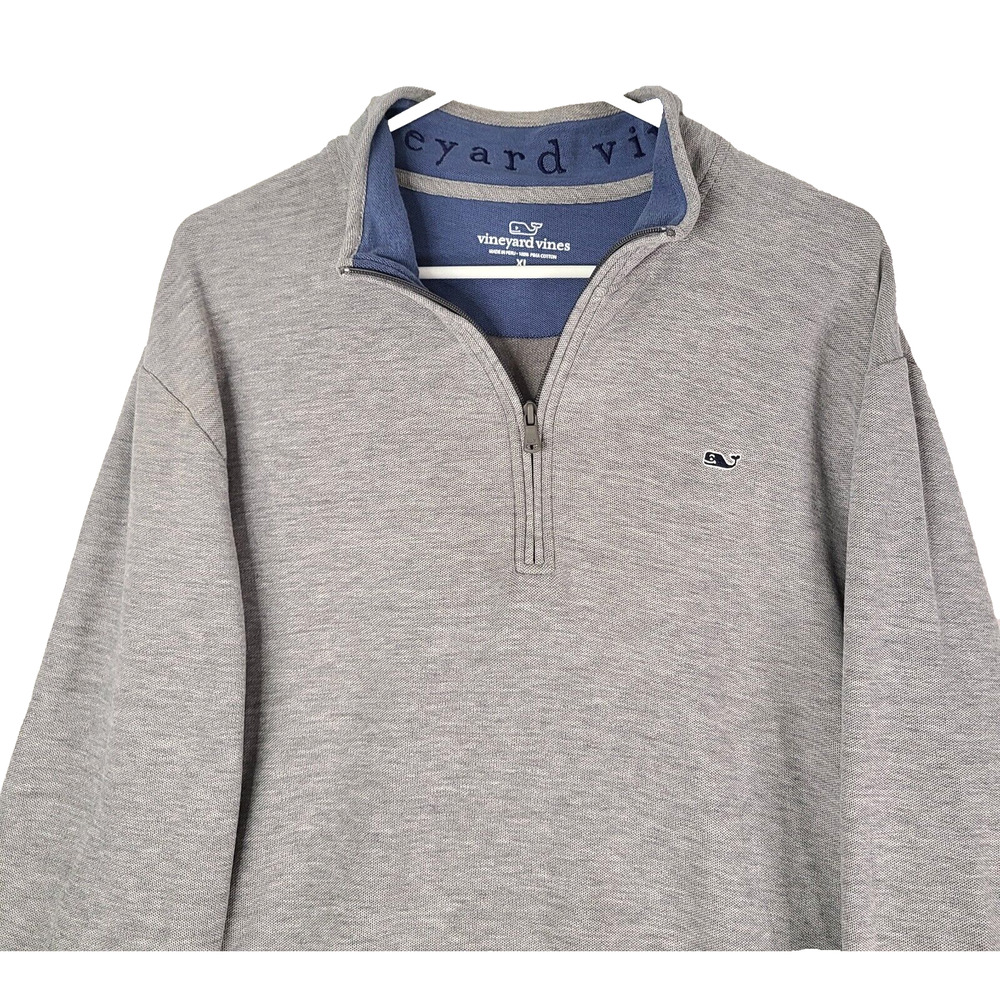 Vineyard Vines Men 1/4 Zip Pullover Sweater Gray XL Pima Cotton Golf Nautical - Picture 3 of 9